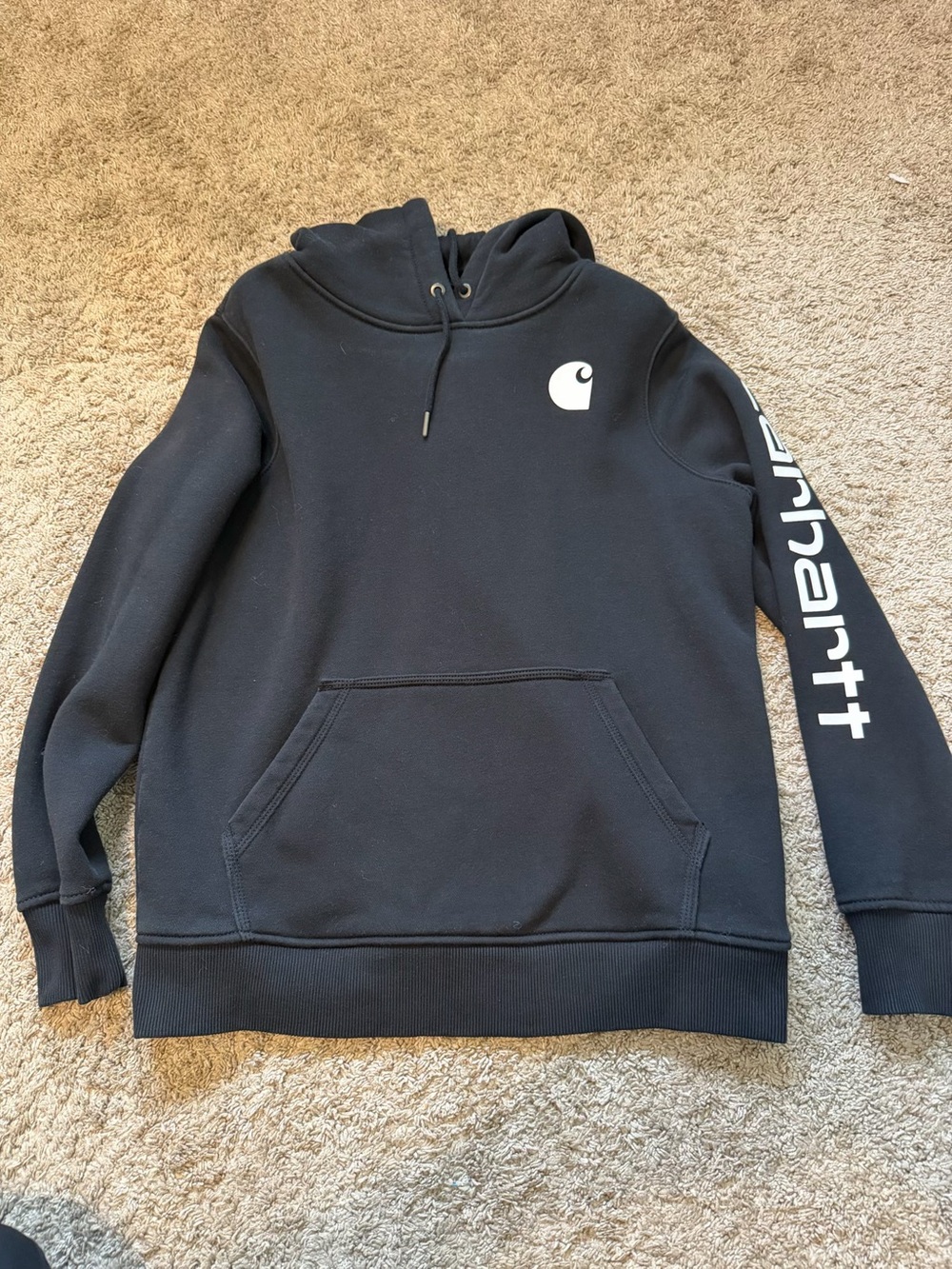 Carhartt Black Hooded Sweatshirt with White Logo